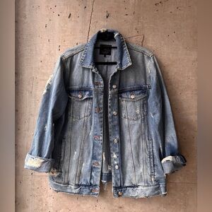 Zara Light Blue Distressed Denim Jacket